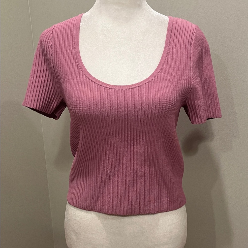 Madewell Ribbed Scoop Neck Short Sleeve Top - Dusty Rose NWOT